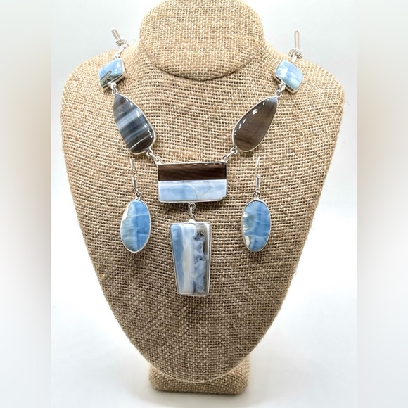 Blue Oweyhee Opal Necklace & Earrings Set - Picture 3 of 7